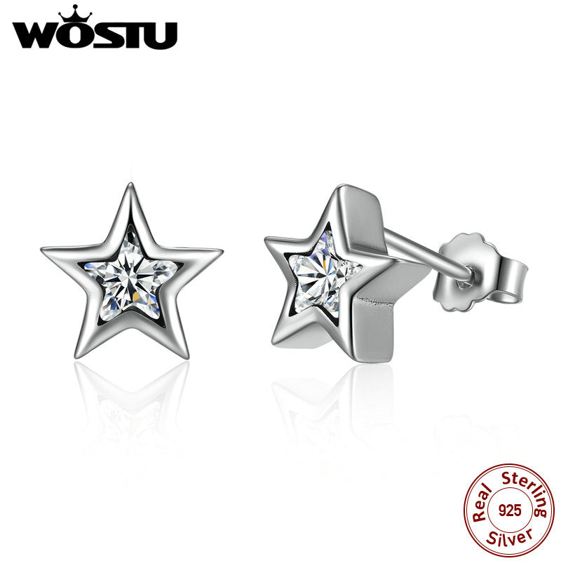 Aliexpress Hot Sale 100% 925 Sterling Silver Starshine Star Stud Earrings For Women Lady Authentic Original Jewelry Gift XCHS436