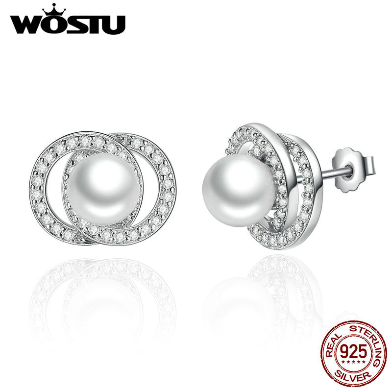 AliExpress Hot Sale 100% Authentic 925 Sterling Silver Pearl Stud Earrings For Women Luxury Jewelry Gift For Lover CQE020