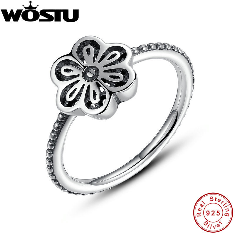 Aliexpress 100% 925 Sterling Silver Floral Daisy Lace Wedding Vintage Rings For Women Luxury Original Jewelry Gift XCH7180