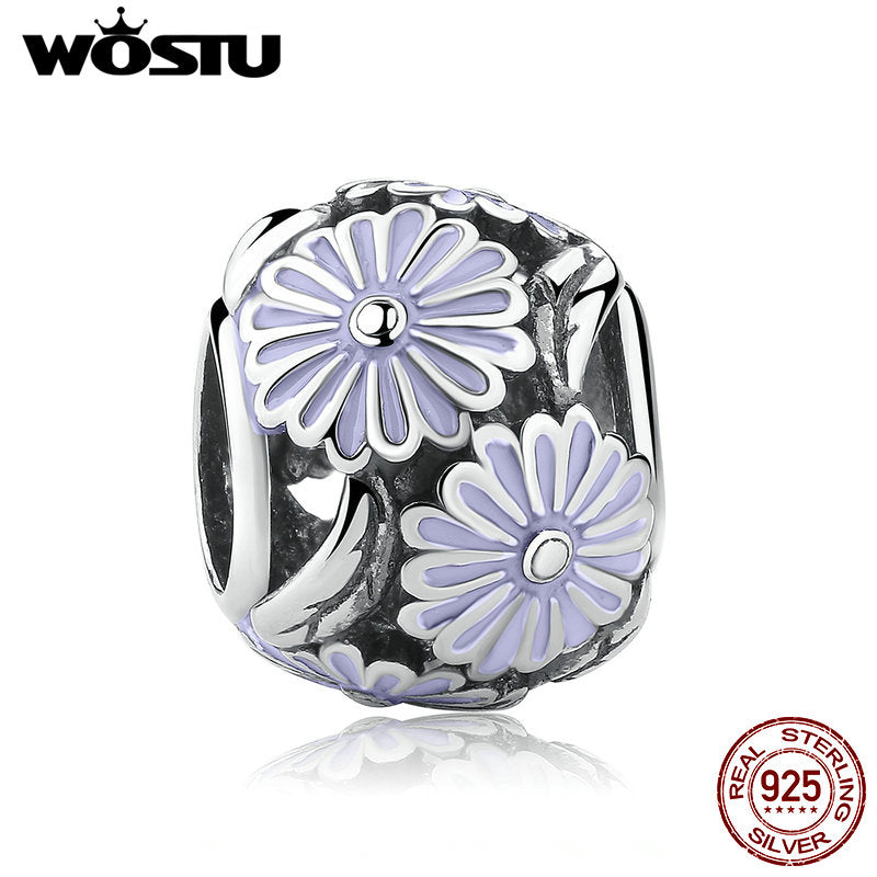 Aliexpress 925 Sterling Silver Daisy Meadow Charm Fit Original wst Bracelet Pendant Authentic Jewelry Christmas Gift