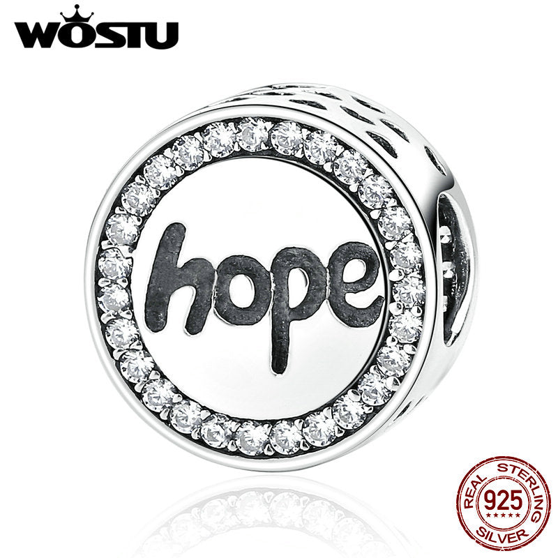Aliexpress Hot Sale 100% 925 Sterling Silver "Hope" Charm Beads Fit Original WST Bracelet Bangle Authentic Luxury Jewelry
